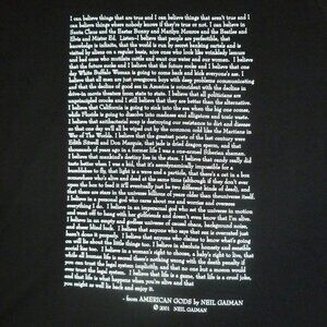 Neil Gaiman T-shirt XL American Gods Quote Tee Women's Slim Fit Never Wear NEW
